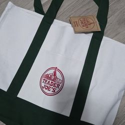 New Trader Joes Tote Bag, Oliver Green