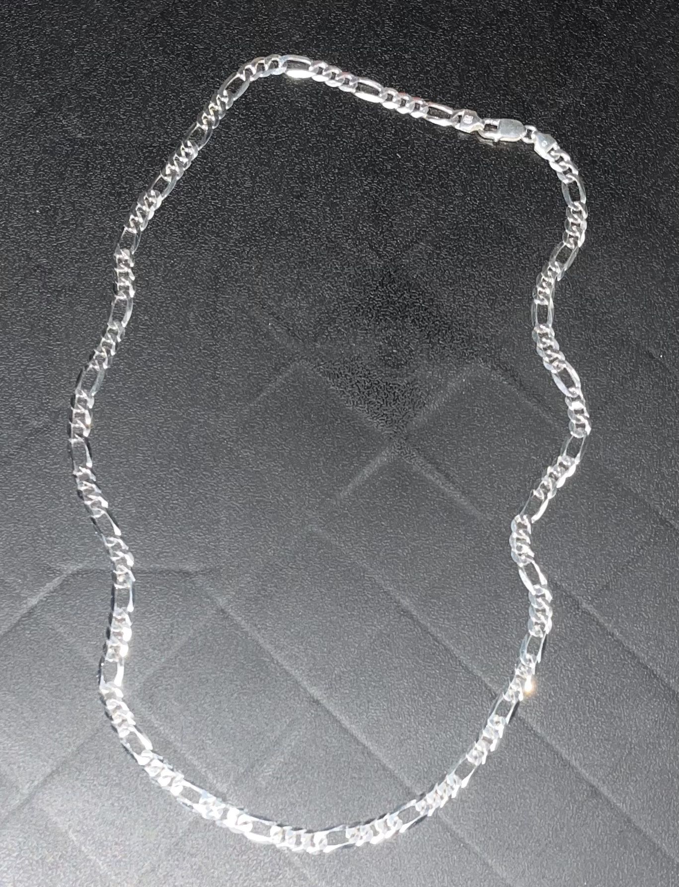 925 Italy Sterling Silver Figaro Chain Diamond Cut