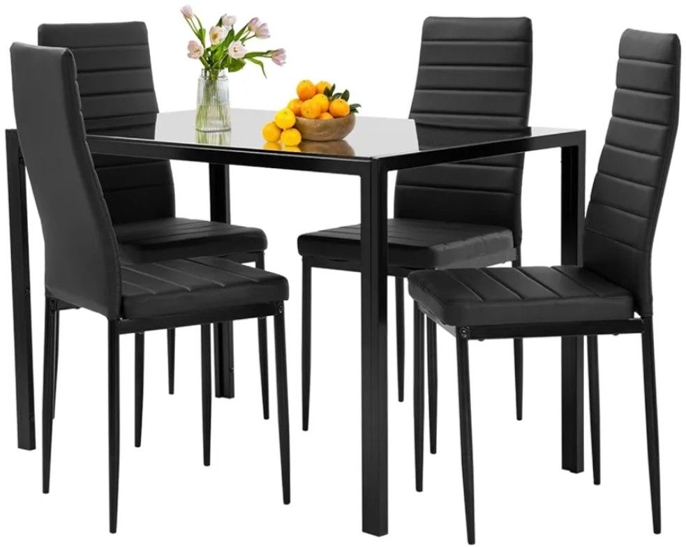 New Black Dining Glass Top Table، No Chairs, Table Only