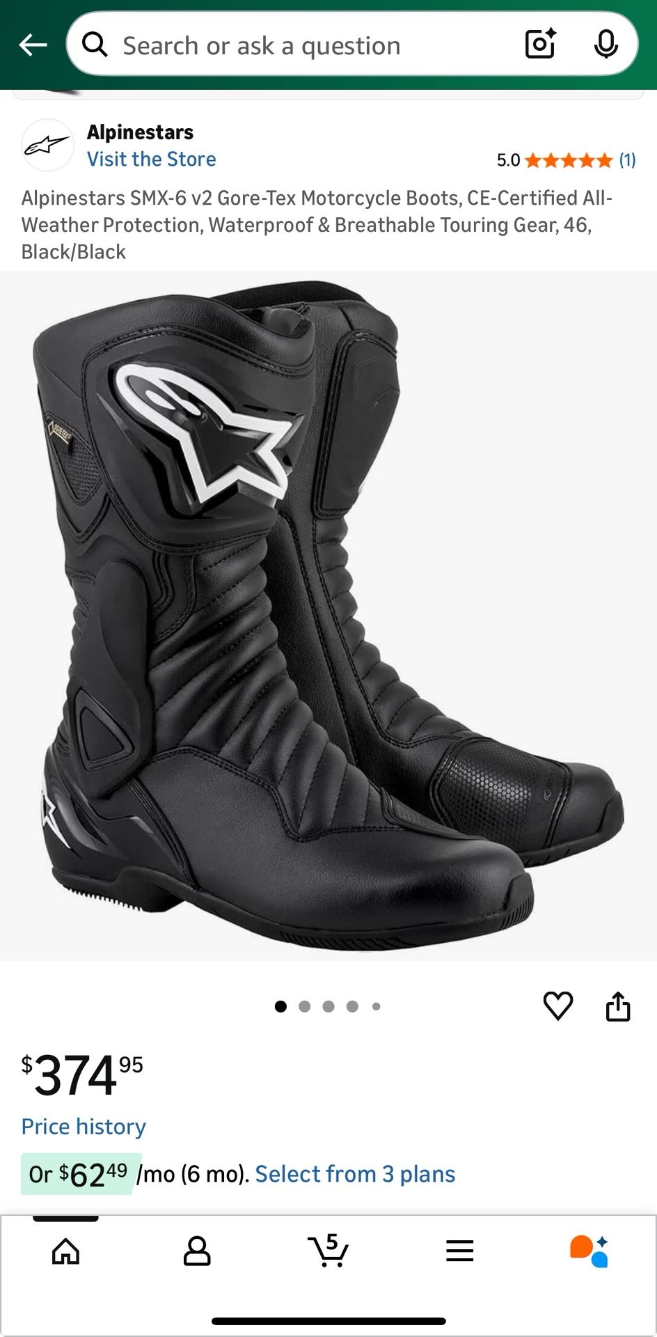 Boot Alpinestars SMX-6 V2 Gore-Tex Motorcycle Boots, Waterproof & Breathable Touring Gear Size 11.5 New!