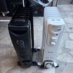 1500W Oil Filled Space Radiator Heater Black White Plug In