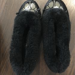 Lady Coach Shoes Black Genuine Shearling & Suede Leather Size 8