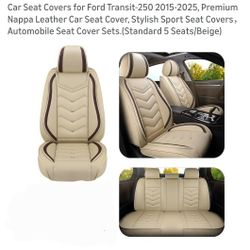 Car Seat Covers for Ford Transit--2025, Premium Nappa Leather Car Seat Cover, Stylish Sport Seat Covers, Automobile Seat Cover Sets.(Standard 