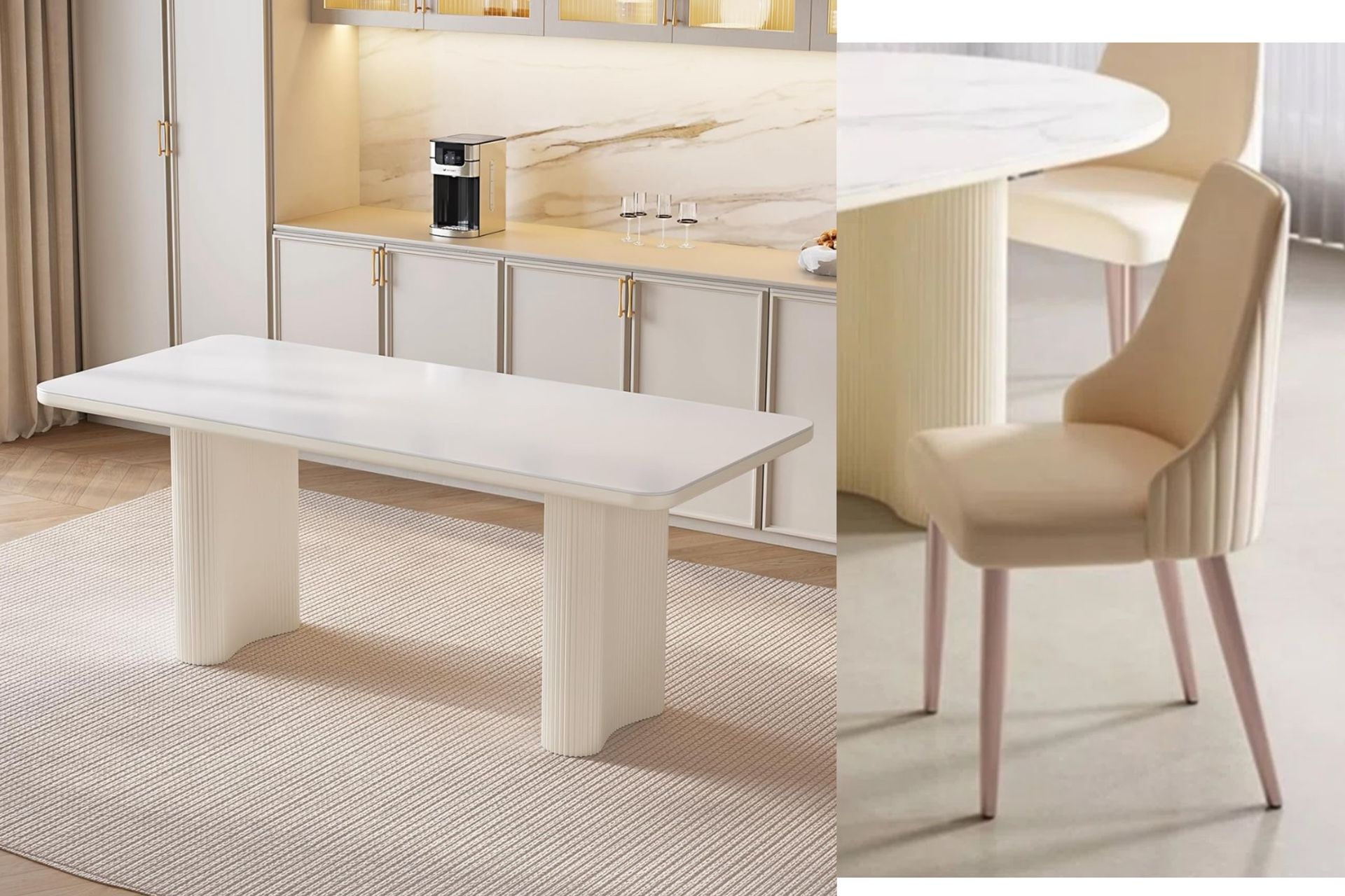 5 Piece Dining Table Set with 4 Chairs, Modern Kitchen Dining Table Set, Rectangular Dining Table Furniture Set, Easy to Assemble, Suitable for Kitche Furniture