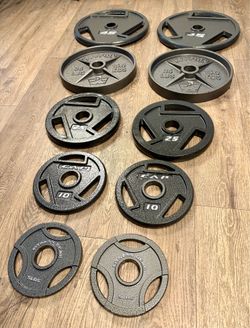 BRAND NEW Set Of Olympic Cast Iron Weight Plates  from 5s to 45s  Pounds [Total: 240 lbs]
