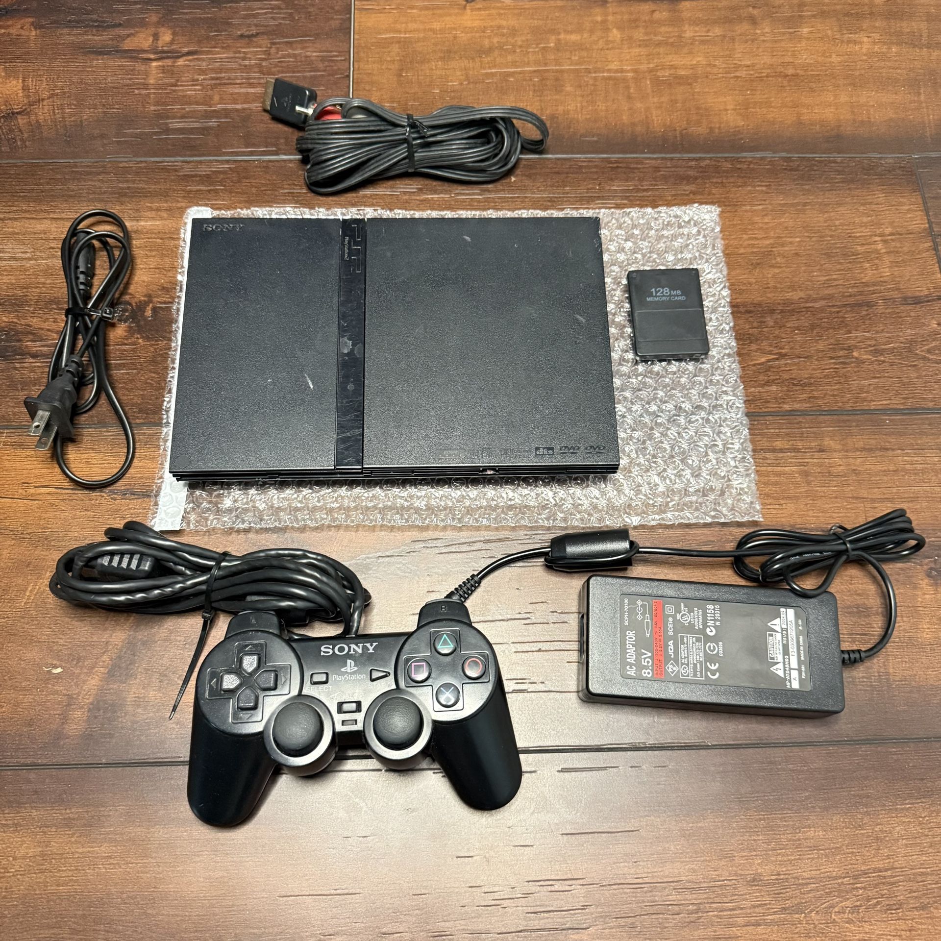 Sony PlayStation 2 PS2 Slim Black Console (SCPH-70012) Bundle TESTED & WORKING!