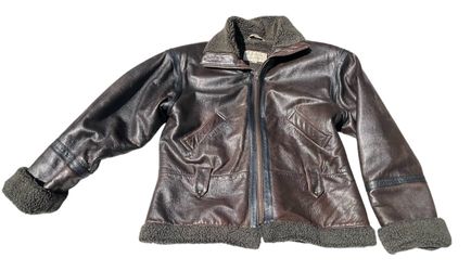 Vintage Brandon Thomas Leather Jacket Women’s Large Brown Sherpa Bomber Flight Aviator