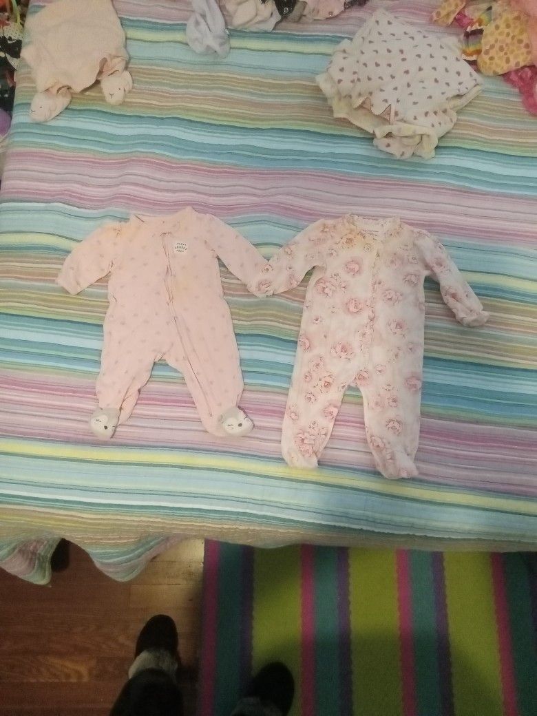 Baby Girl Pink Sleepers 0-3 Months And 3 Months