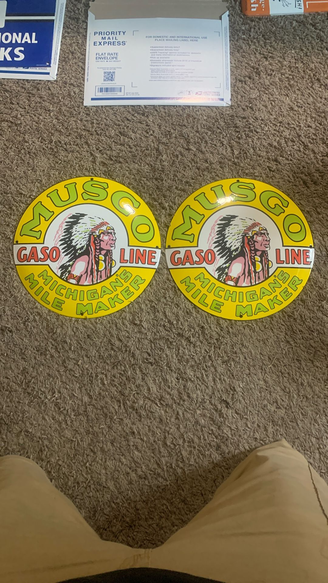 Misgivings Gasoline Heavy Enamel Signs New Condition 11 3/4