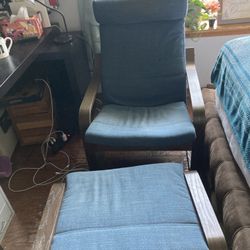 Ikea Poang Chair and Ottoman