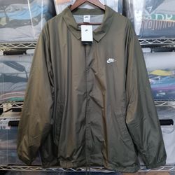 Nike Men's Club Coaches Jacket XXL Medium Olive White
