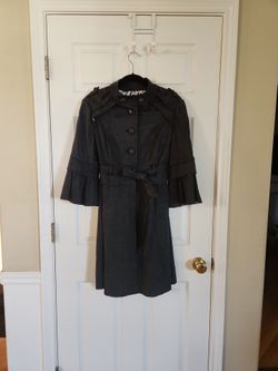 XOXO Black Trench Coat with Leopard Print Lining