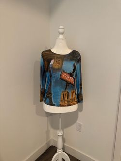Nu Construction Paris Landmark Photo-Print Long Sleeve Top - Size M