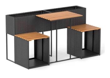 Patio Furniture Set with Raised Garden Bed, Acacia Wood Table & Storage