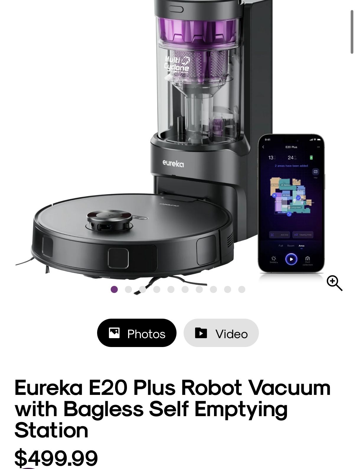 Eureka E20 Plus Robot Vacuum with Bagless Self Emptying Station