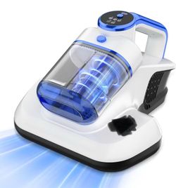 Bed Vacuum Cleaner -Cordless Mattress Vacuum Cleaner with 253.7nm UV-C Light & 16 Kpa Strong Suction.HEPA Filter,Widened Suction Port, Low Noise,Suita