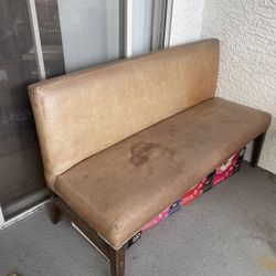 Leather And Wood Bench 