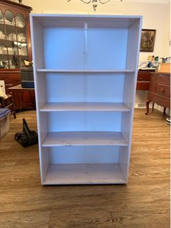 White washed pine bookshelf