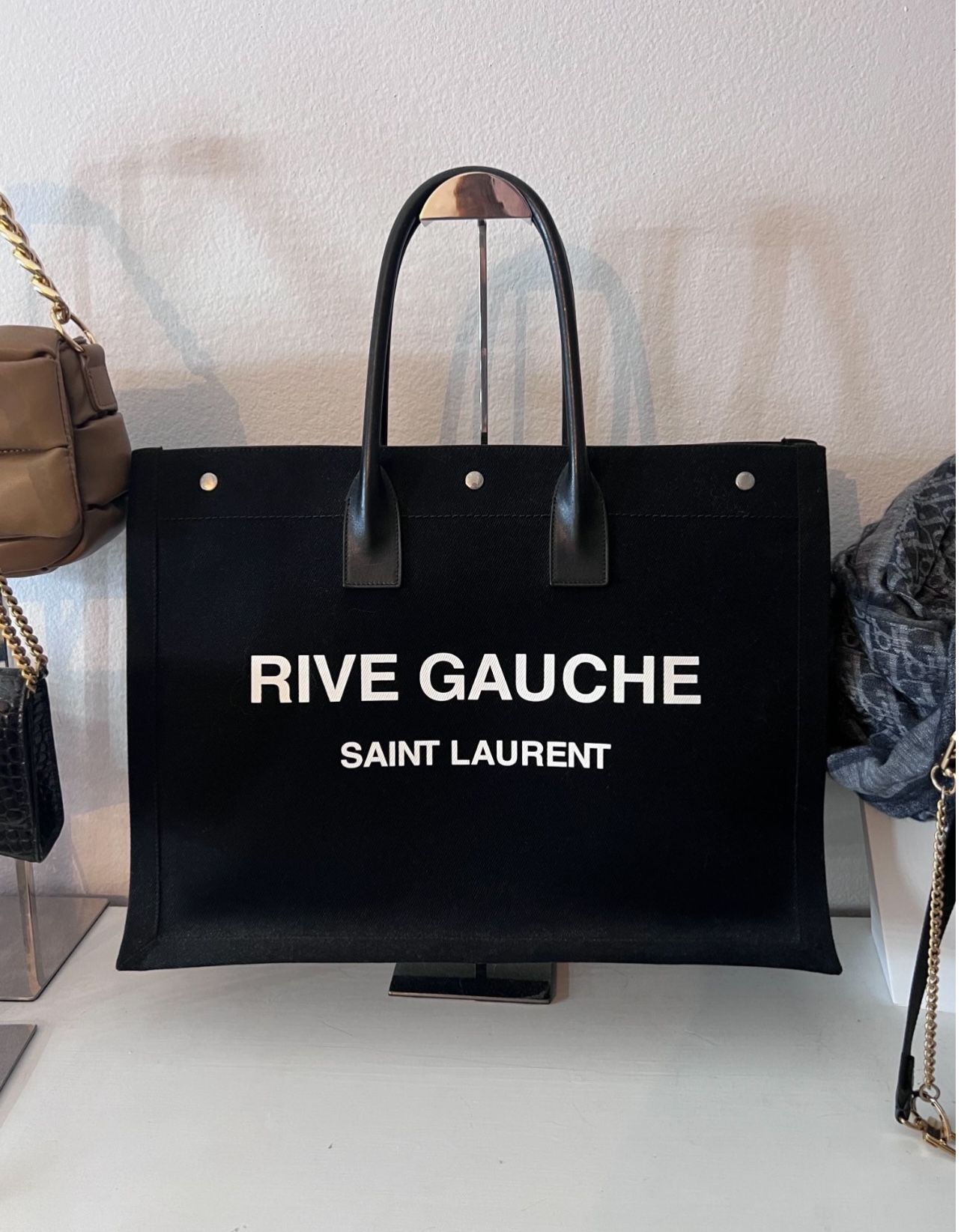 Saint Laurent Rive Gauche Shopper Tote Camo Canvas Large