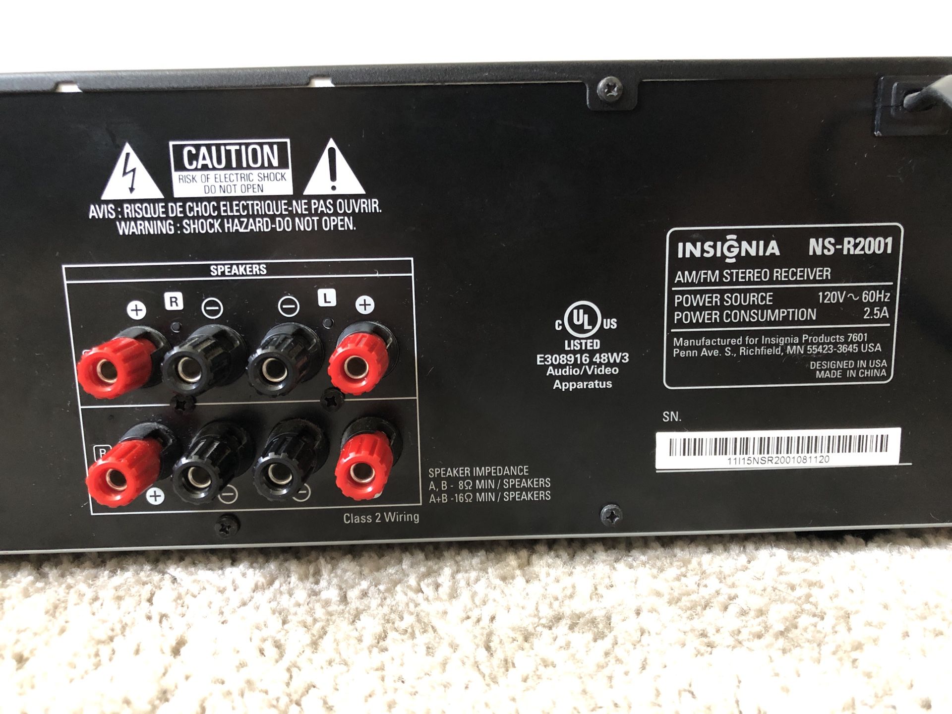 Insignia NSR2001 Home Stereo Receiver for Sale in Mount Prospect, IL