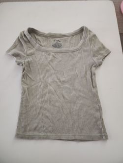 Ribbed Short Sleeve Square Neck Top
