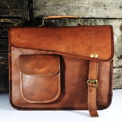 Genuine Leather Small Briefcase Messenger Satchel Bag