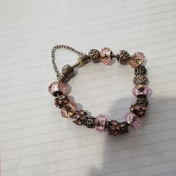 Silver Charmed Pink Bracelet 