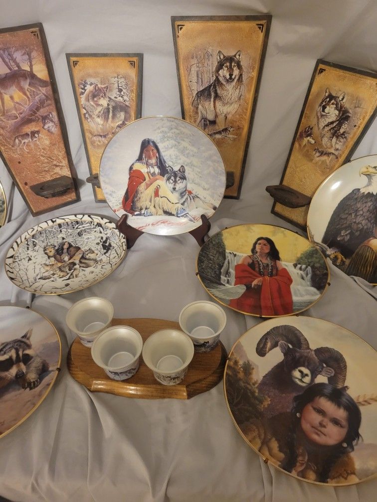 Wolf And Indian Art. Plates
