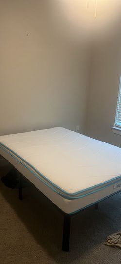 Linenspa Memory Foam Full Mattress + Black Metal Bed Frame – Great Condition