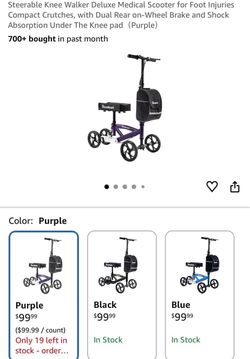 BlessReach Steerable Knee Walker Scooter – Purple
