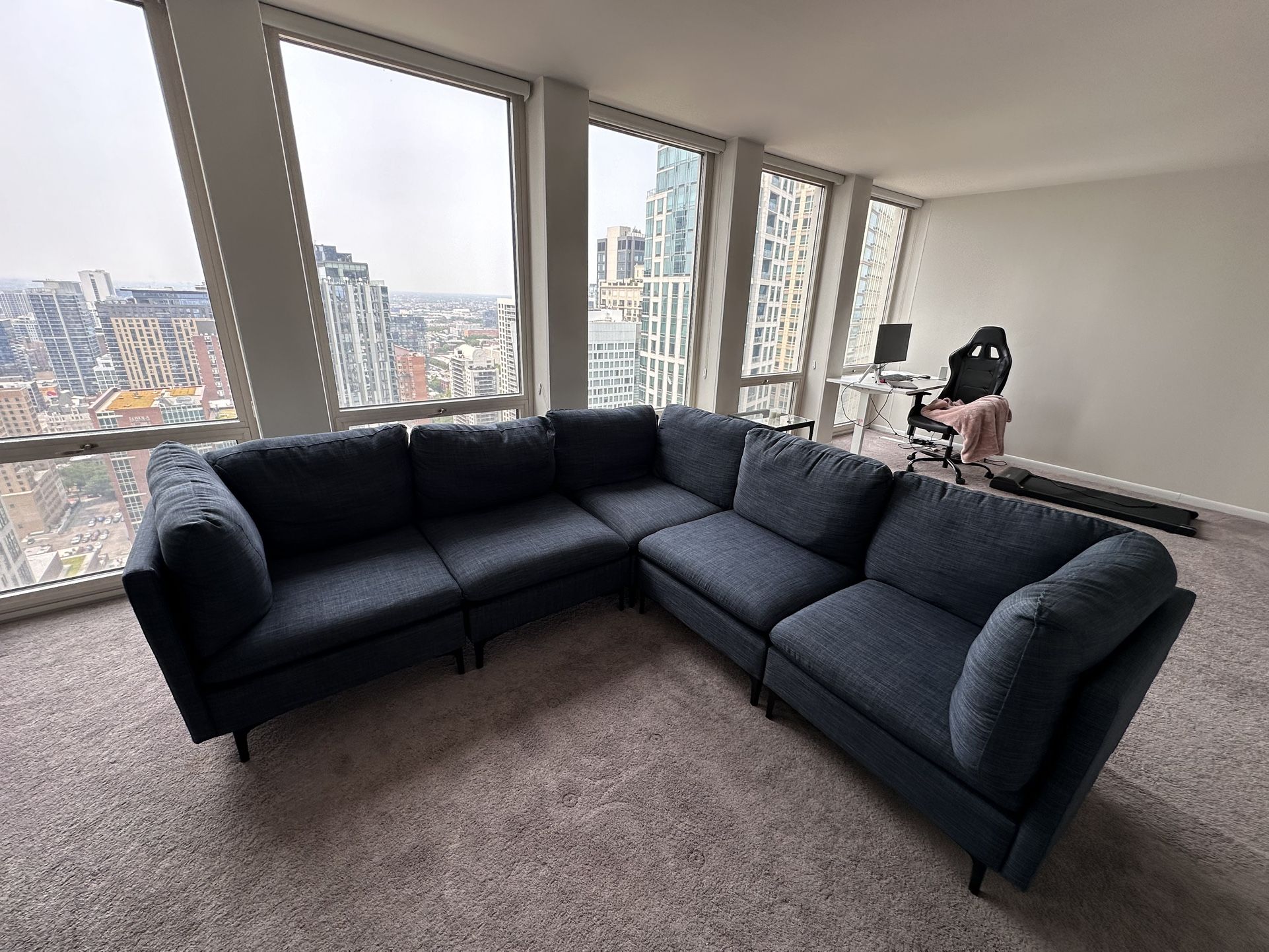 Wayfair Blue Sectional Fabric Couch Sofa Loveseat