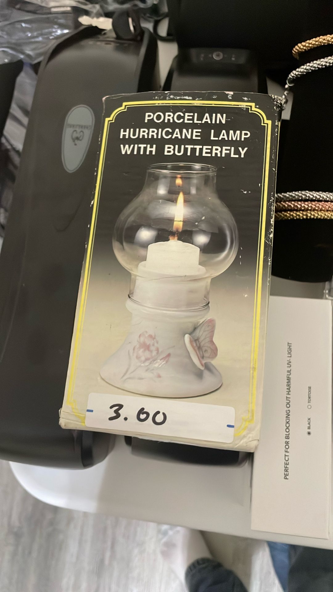 Porcelain Hurricane Lamp With Butterfly