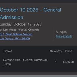 Oct 19 When We Were Young ACTUAL WRISTBAND