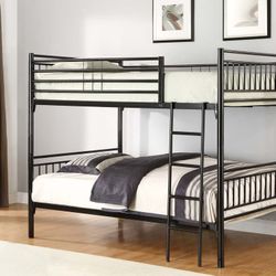 Twin / Twin Convertible Metal Bunk Bed
Black
78.7"W x 42"D x 65"H.  & Mattress Included 💥  Literas En Venta Twin -Twin Colchones Incluidos 