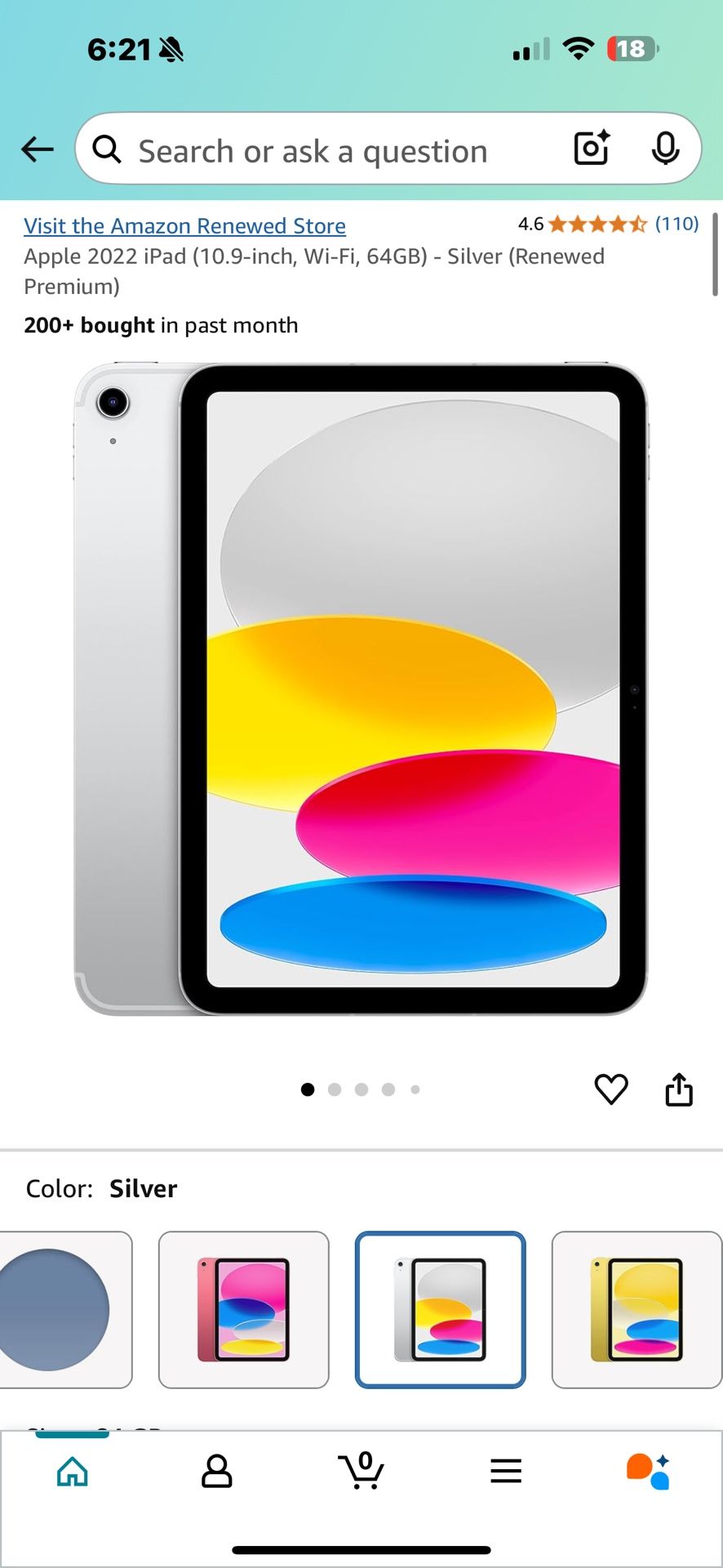 Apple 2022 iPad (10.9-inch, Wi-Fi, 64GB) - Silver (Renewed Premium)