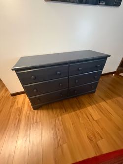 Navy Blue Wooden 6 Drawer Double Dresser Chest Drawers Clothes Storage Organizer