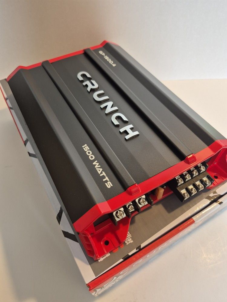 CRUNCH 1500 WATTS 4 CHANNEL BUILT IN CROSSOVER CAR AMPLIFIER ( BRAND NEW PRICE IS LOWEST INSTALL NOT AVAILABLE )