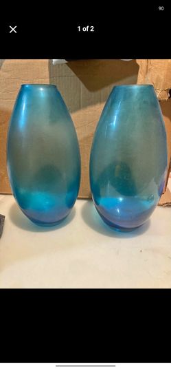 Glass Vase Vintage-Style Turquoise Set of 2