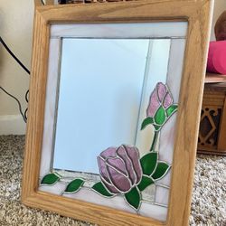 Stain Glass Rose Mirror 