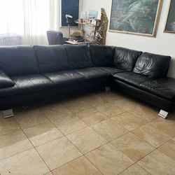 REAL LEATHER BLACK COUCH