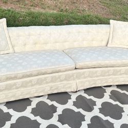 MCM Henredon Style Tufted-Back Cream Damask Sofa REDUCED to a CRAZY LOW $95!