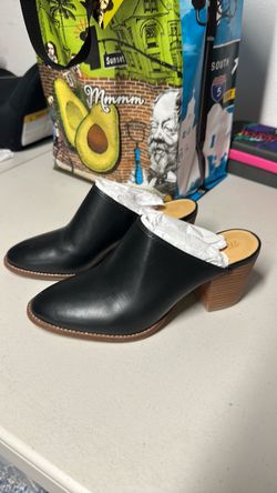Madewell Black Leather Heel Mules 6.5