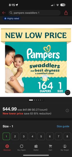 Pampers swaddlers size 1