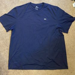 Lacoste Blue Cotton T-Shirt Men’s Size 9 (XL) Crocodile Logo Tee