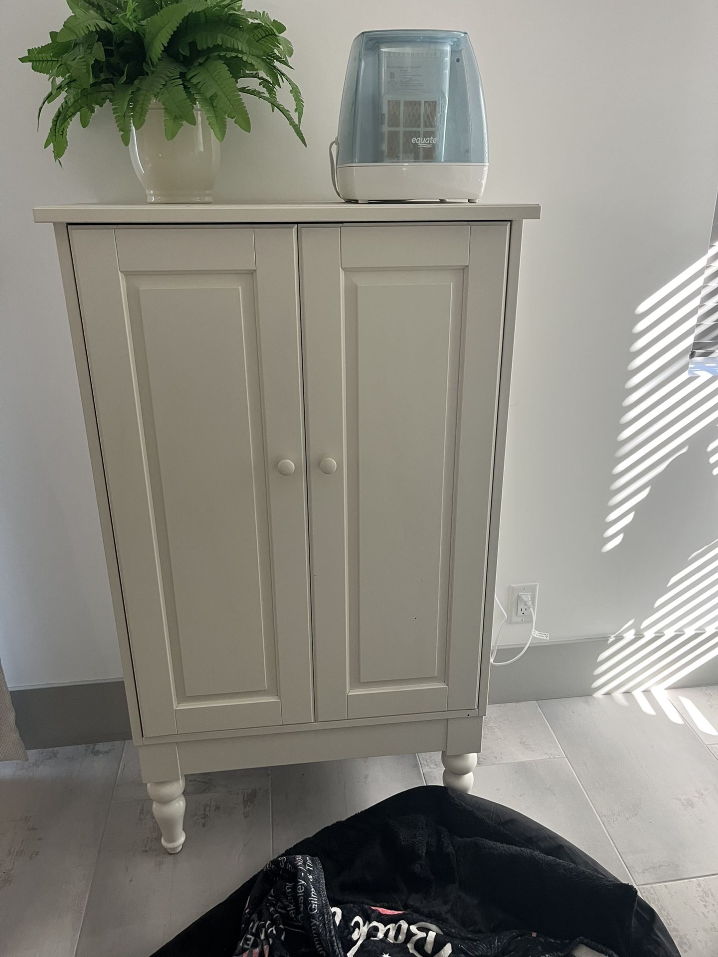 Cabinet, three shelf, white, 51”H X 29.5”W  X 17.25”D