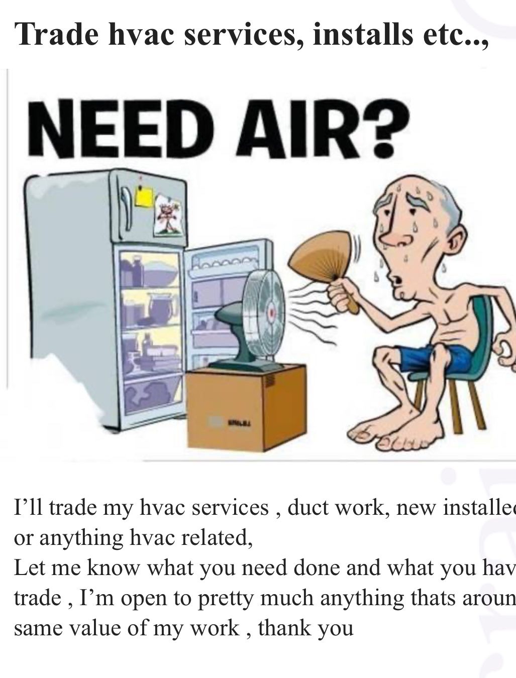 Trade Hvac Work For???