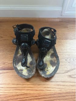 Sam Edelman beaded t-strap wedge sandals - size 6.6