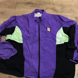 Vintage Tri-Fit Jacket, Green Black Purple Surf Windbreaker, 90s Retro Beach Large 