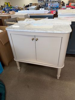 Colette 36” in Single Sink Freestanding Bathroom Vanity in Beige with Marble Top