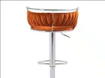 Open Box Velvet Swivel Bar Stools Set of 2 High Back Adjustable Bar Chairs